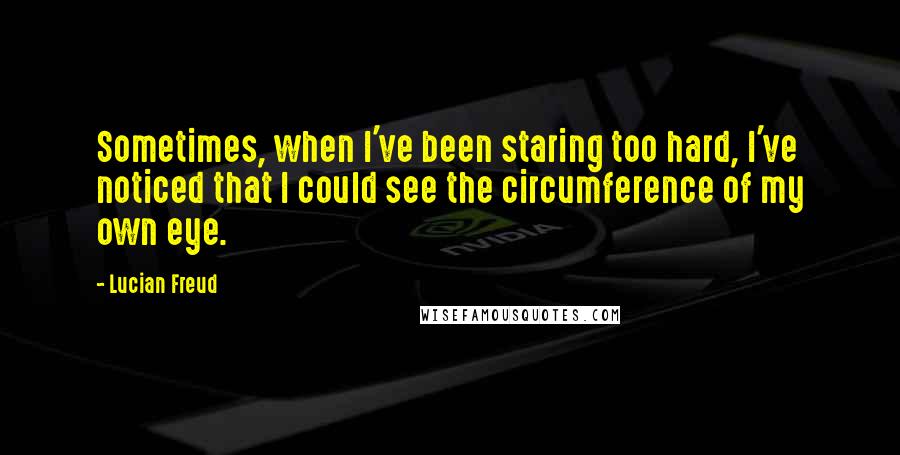 Lucian Freud Quotes: Sometimes, when I've been staring too hard, I've noticed that I could see the circumference of my own eye.