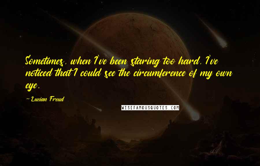 Lucian Freud Quotes: Sometimes, when I've been staring too hard, I've noticed that I could see the circumference of my own eye.