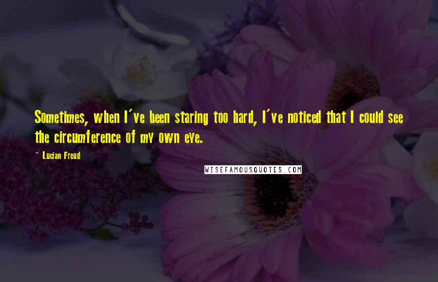 Lucian Freud Quotes: Sometimes, when I've been staring too hard, I've noticed that I could see the circumference of my own eye.