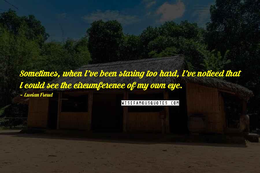 Lucian Freud Quotes: Sometimes, when I've been staring too hard, I've noticed that I could see the circumference of my own eye.