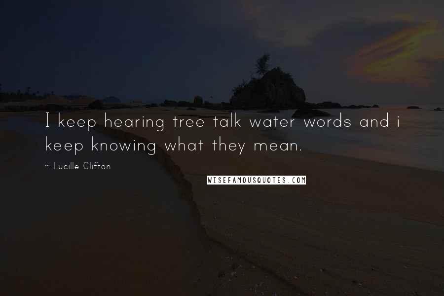 Lucille Clifton Quotes: I keep hearing tree talk water words and i keep knowing what they mean.