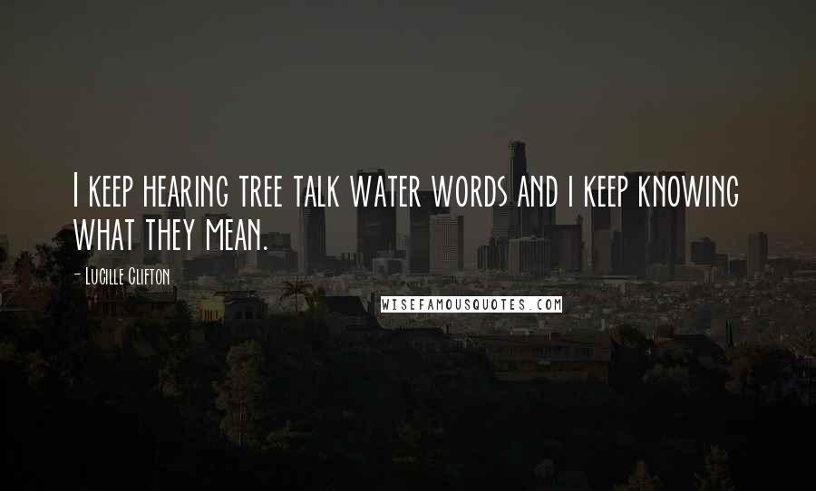 Lucille Clifton Quotes: I keep hearing tree talk water words and i keep knowing what they mean.