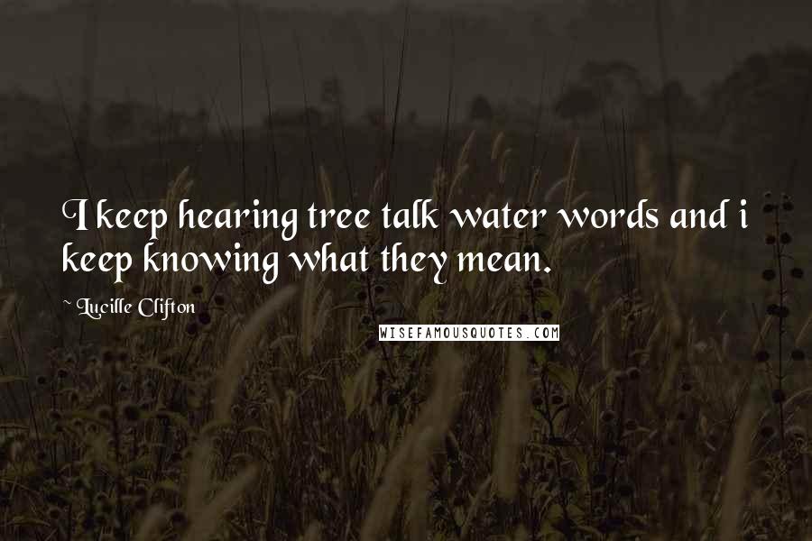 Lucille Clifton Quotes: I keep hearing tree talk water words and i keep knowing what they mean.