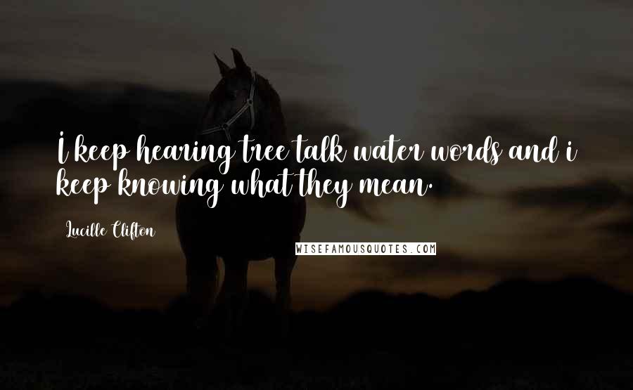 Lucille Clifton Quotes: I keep hearing tree talk water words and i keep knowing what they mean.