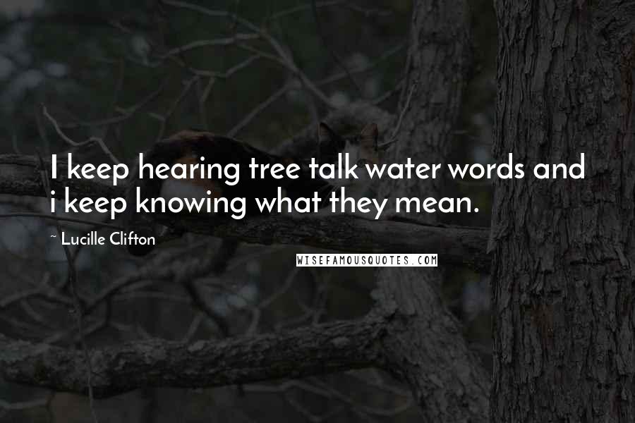 Lucille Clifton Quotes: I keep hearing tree talk water words and i keep knowing what they mean.