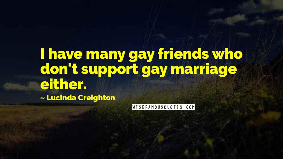 Lucinda Creighton Quotes: I have many gay friends who don't support gay marriage either.