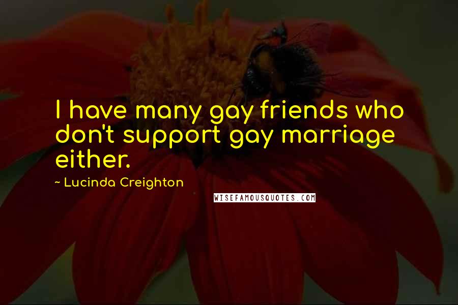 Lucinda Creighton Quotes: I have many gay friends who don't support gay marriage either.