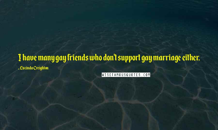 Lucinda Creighton Quotes: I have many gay friends who don't support gay marriage either.