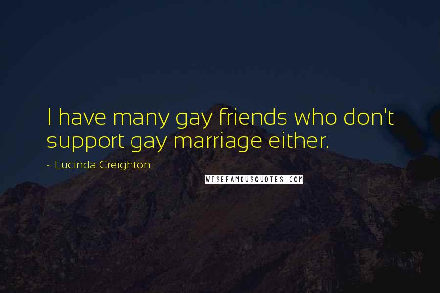 Lucinda Creighton Quotes: I have many gay friends who don't support gay marriage either.