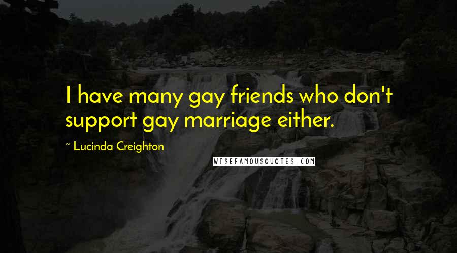 Lucinda Creighton Quotes: I have many gay friends who don't support gay marriage either.