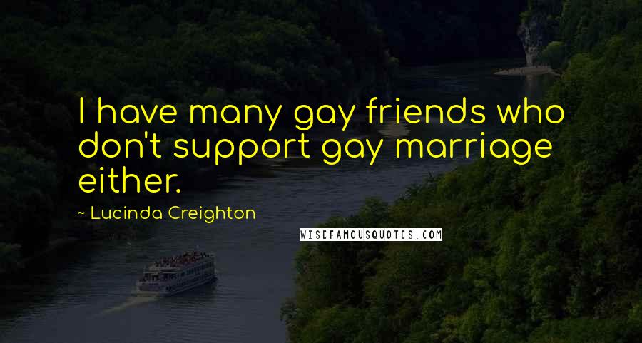 Lucinda Creighton Quotes: I have many gay friends who don't support gay marriage either.