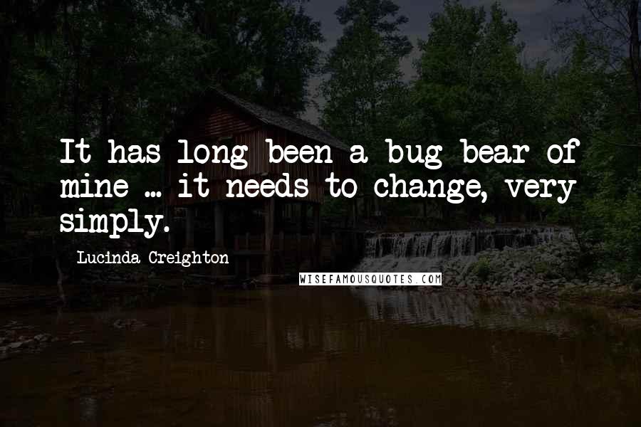 Lucinda Creighton Quotes: It has long been a bug bear of mine ... it needs to change, very simply.