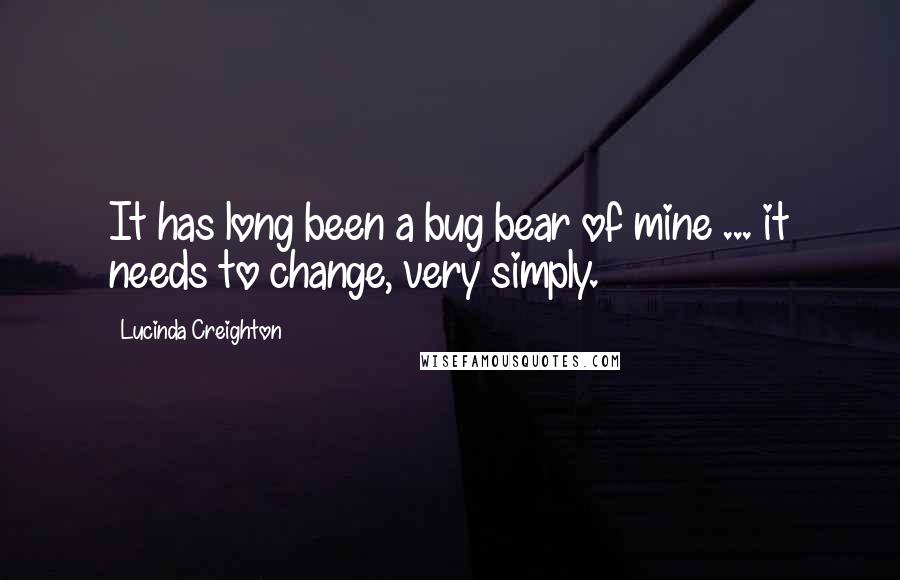 Lucinda Creighton Quotes: It has long been a bug bear of mine ... it needs to change, very simply.