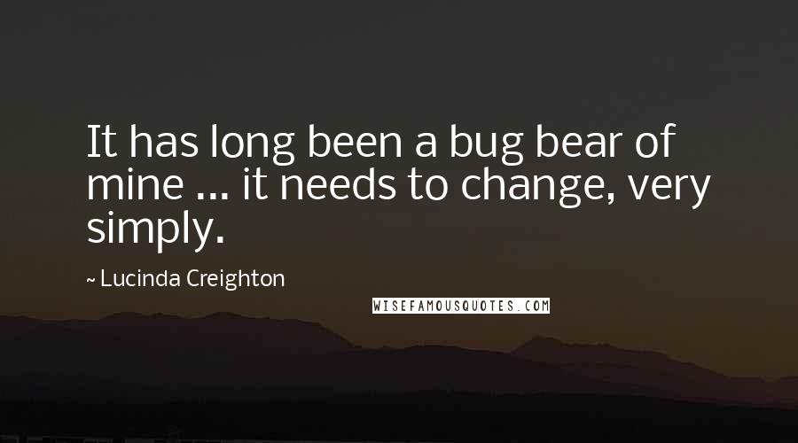 Lucinda Creighton Quotes: It has long been a bug bear of mine ... it needs to change, very simply.