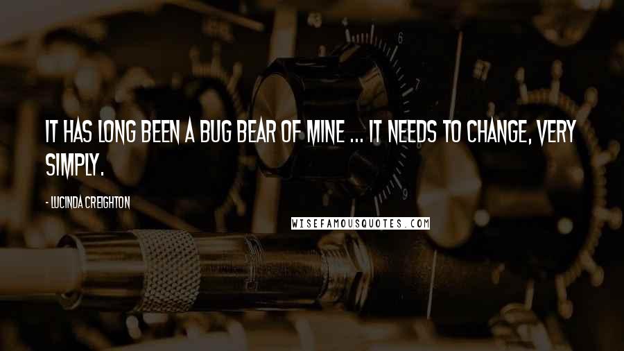 Lucinda Creighton Quotes: It has long been a bug bear of mine ... it needs to change, very simply.