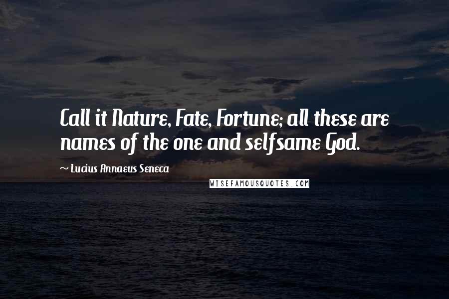 Lucius Annaeus Seneca Quotes: Call it Nature, Fate, Fortune; all these are names of the one and selfsame God.