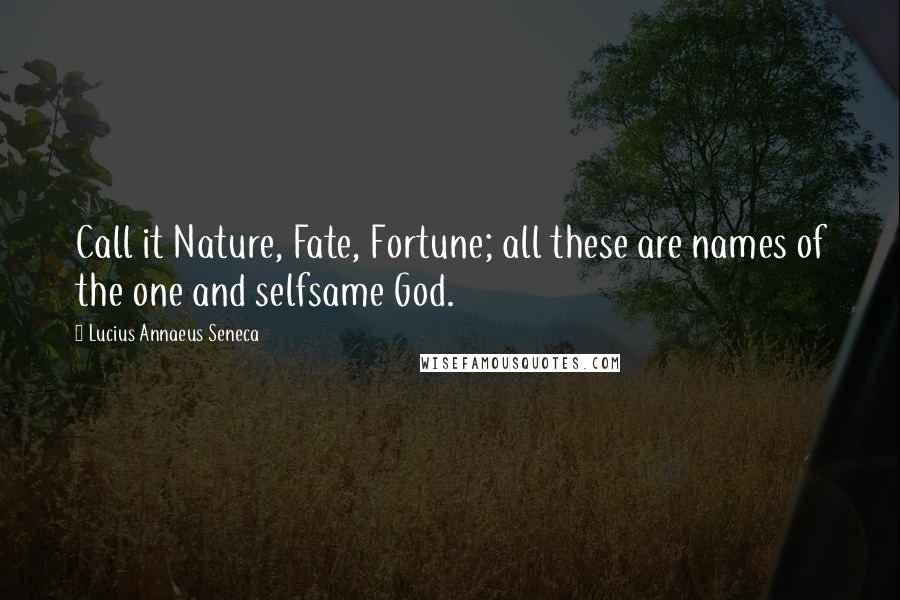 Lucius Annaeus Seneca Quotes: Call it Nature, Fate, Fortune; all these are names of the one and selfsame God.