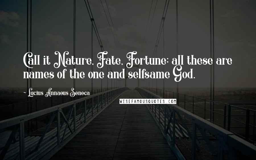 Lucius Annaeus Seneca Quotes: Call it Nature, Fate, Fortune; all these are names of the one and selfsame God.