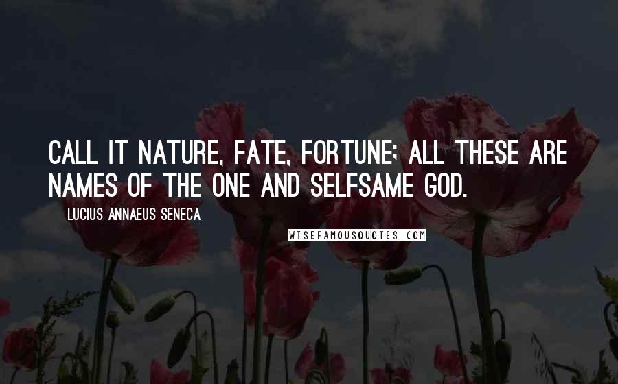 Lucius Annaeus Seneca Quotes: Call it Nature, Fate, Fortune; all these are names of the one and selfsame God.