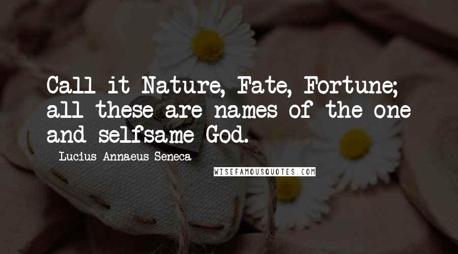 Lucius Annaeus Seneca Quotes: Call it Nature, Fate, Fortune; all these are names of the one and selfsame God.