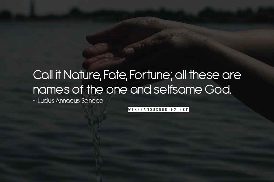 Lucius Annaeus Seneca Quotes: Call it Nature, Fate, Fortune; all these are names of the one and selfsame God.