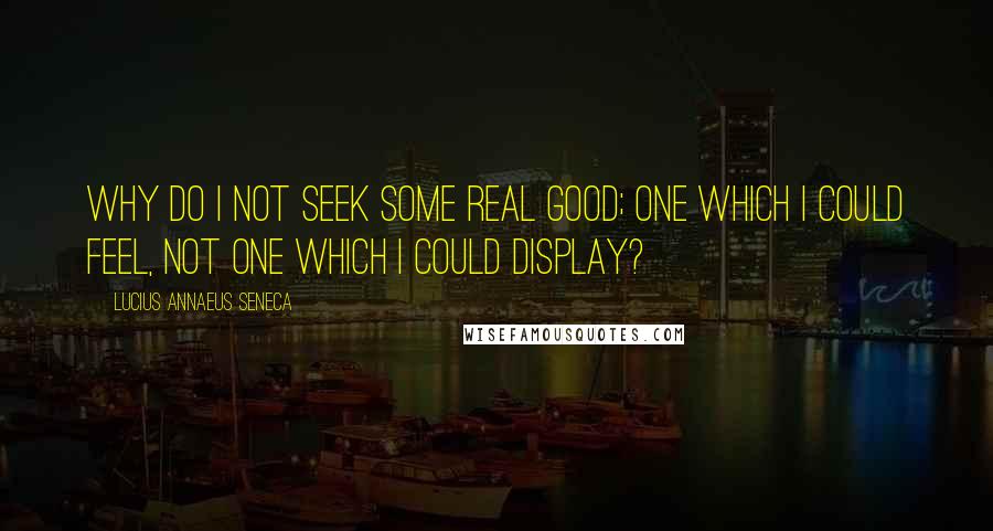 Lucius Annaeus Seneca Quotes: Why do I not seek some real good; one which I could feel, not one which I could display?