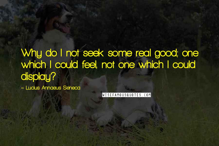 Lucius Annaeus Seneca Quotes: Why do I not seek some real good; one which I could feel, not one which I could display?