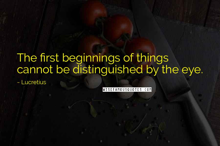 Lucretius Quotes: The first beginnings of things cannot be distinguished by the eye.