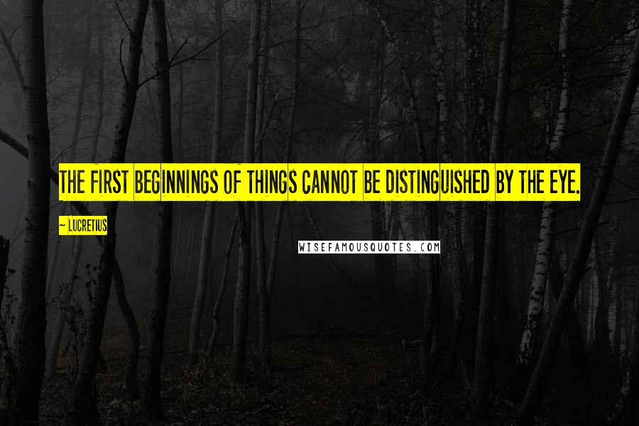 Lucretius Quotes: The first beginnings of things cannot be distinguished by the eye.