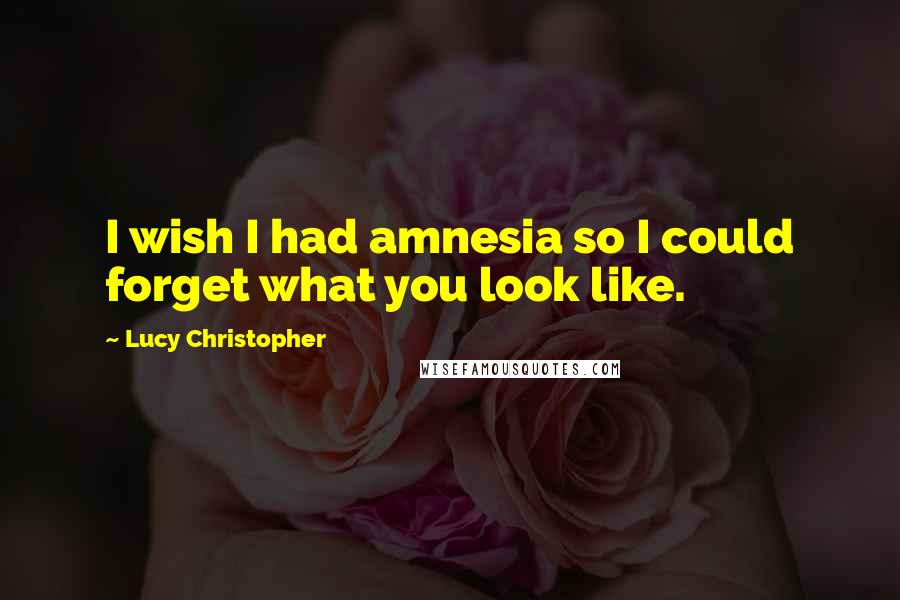 Lucy Christopher Quotes: I wish I had amnesia so I could forget what you look like.