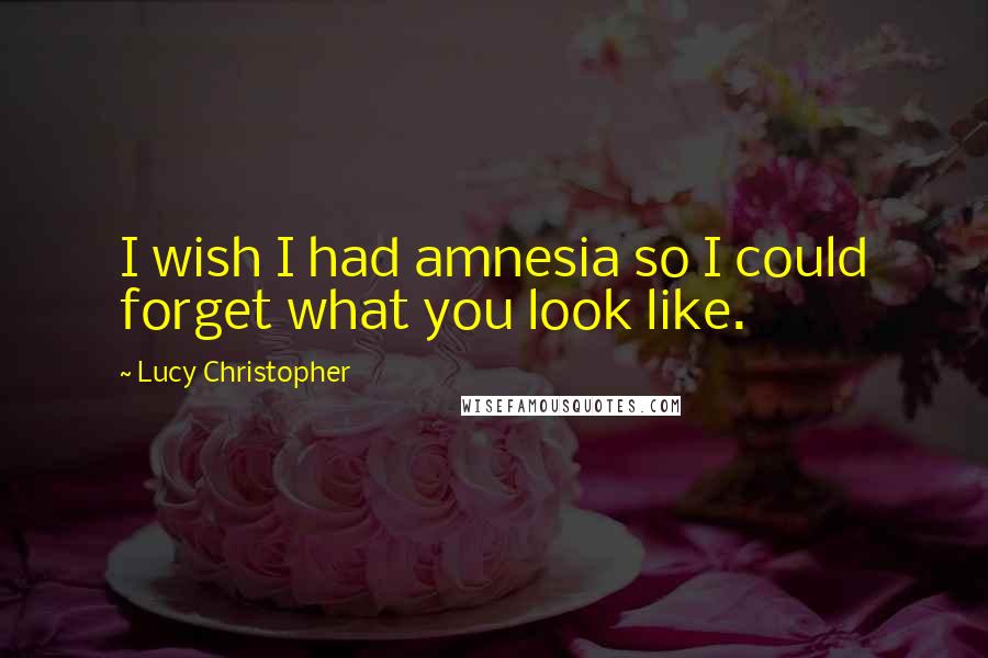 Lucy Christopher Quotes: I wish I had amnesia so I could forget what you look like.