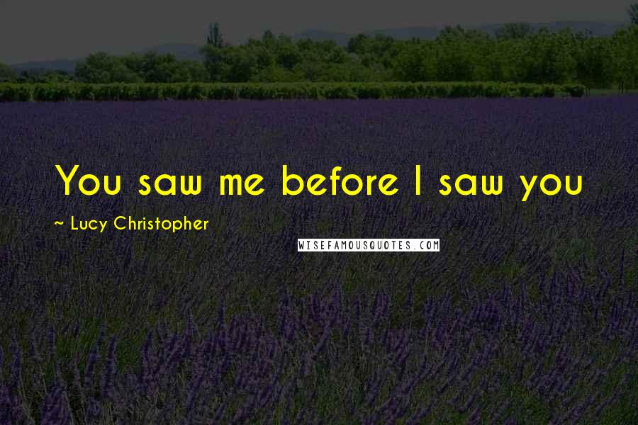 Lucy Christopher Quotes: You saw me before I saw you