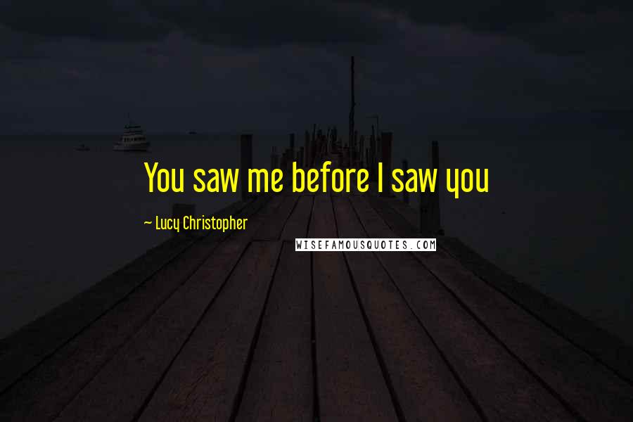 Lucy Christopher Quotes: You saw me before I saw you