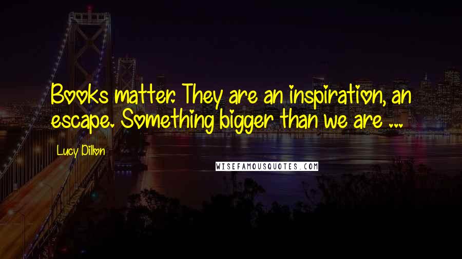 Lucy Dillon Quotes: Books matter. They are an inspiration, an escape. Something bigger than we are ...
