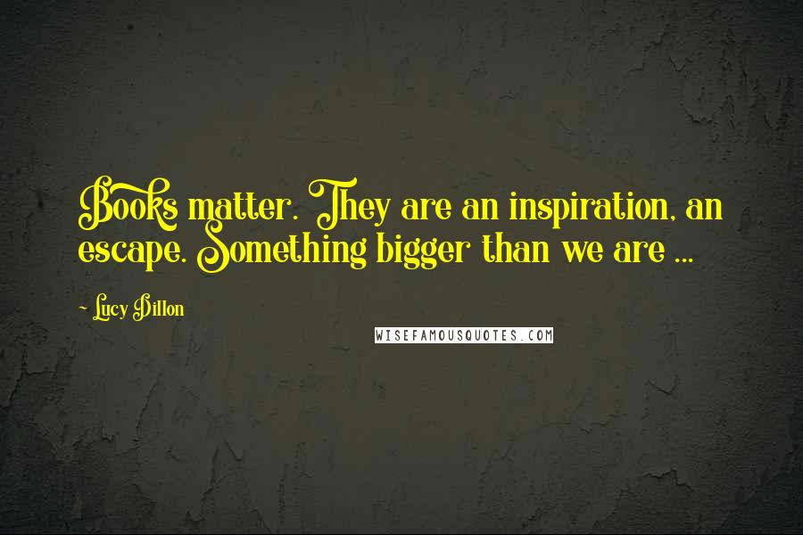 Lucy Dillon Quotes: Books matter. They are an inspiration, an escape. Something bigger than we are ...