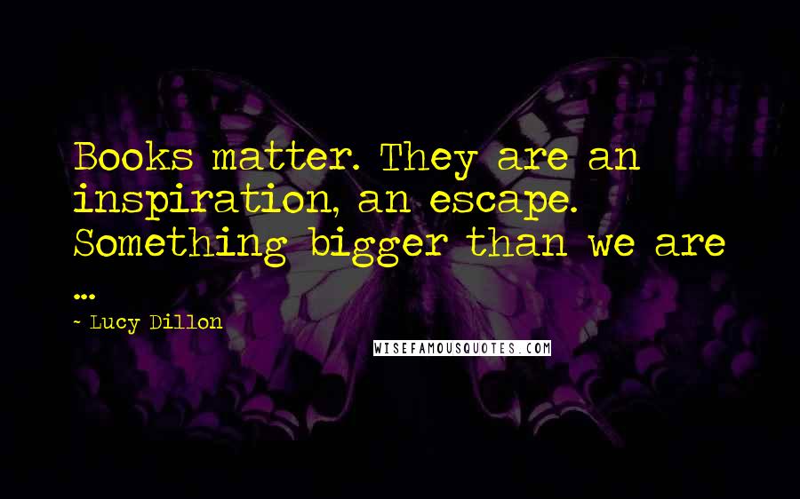 Lucy Dillon Quotes: Books matter. They are an inspiration, an escape. Something bigger than we are ...