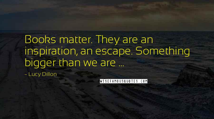 Lucy Dillon Quotes: Books matter. They are an inspiration, an escape. Something bigger than we are ...