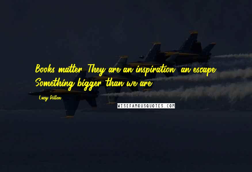 Lucy Dillon Quotes: Books matter. They are an inspiration, an escape. Something bigger than we are ...