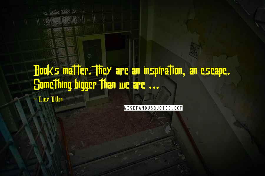 Lucy Dillon Quotes: Books matter. They are an inspiration, an escape. Something bigger than we are ...