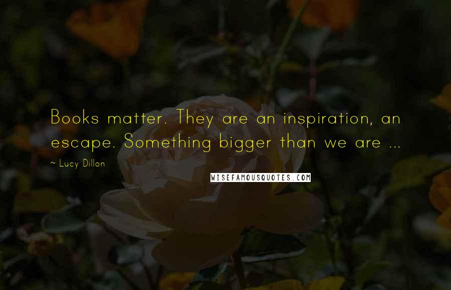 Lucy Dillon Quotes: Books matter. They are an inspiration, an escape. Something bigger than we are ...