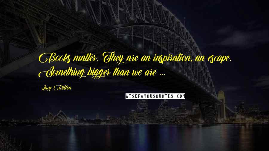 Lucy Dillon Quotes: Books matter. They are an inspiration, an escape. Something bigger than we are ...