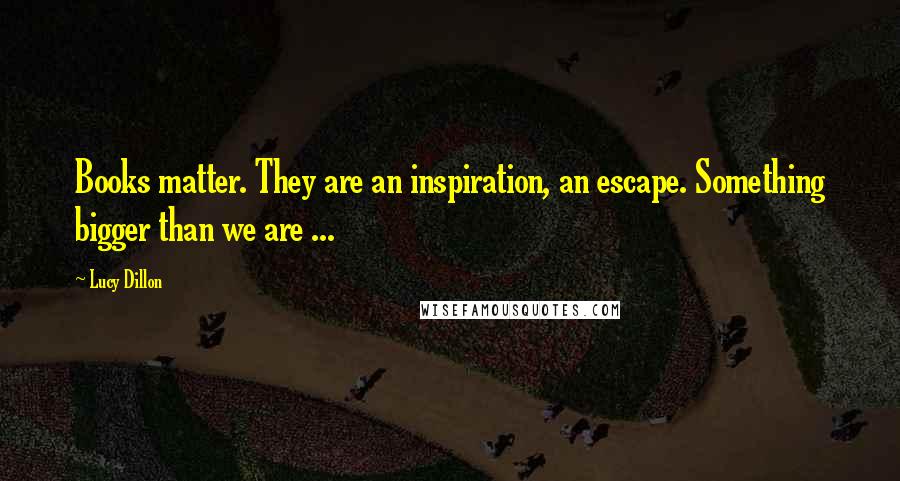 Lucy Dillon Quotes: Books matter. They are an inspiration, an escape. Something bigger than we are ...