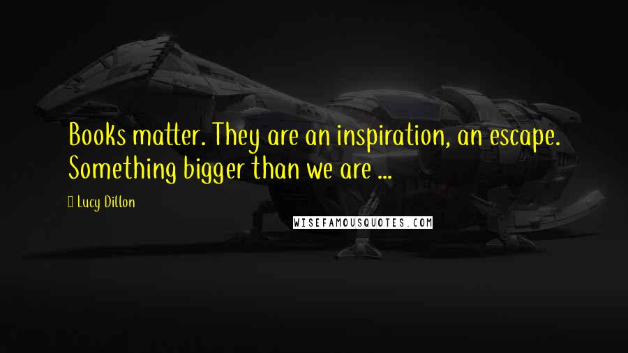 Lucy Dillon Quotes: Books matter. They are an inspiration, an escape. Something bigger than we are ...