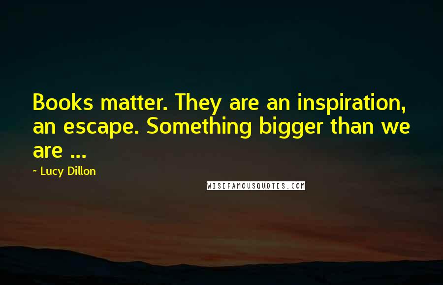 Lucy Dillon Quotes: Books matter. They are an inspiration, an escape. Something bigger than we are ...
