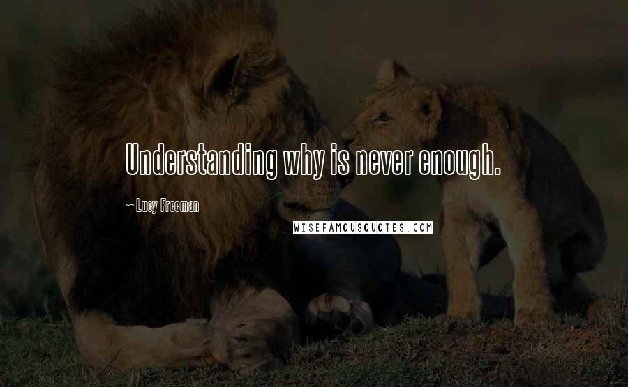 Lucy Freeman Quotes: Understanding why is never enough.
