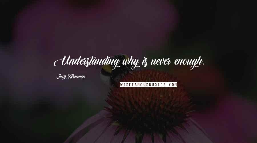 Lucy Freeman Quotes: Understanding why is never enough.