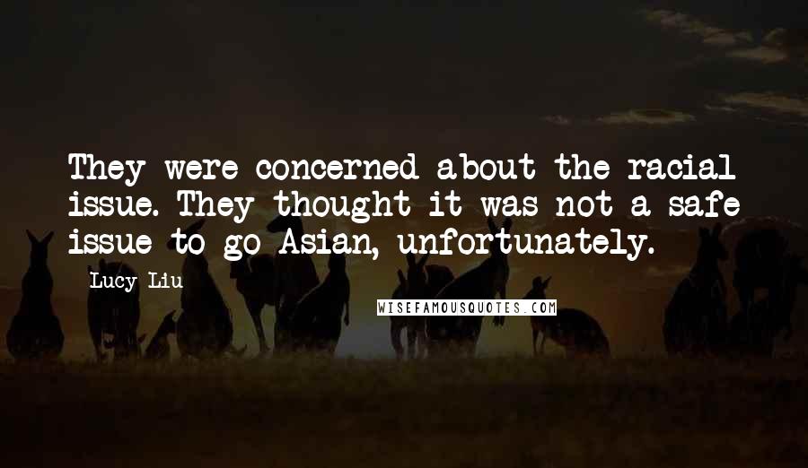 Lucy Liu Quotes: They were concerned about the racial issue. They thought it was not a safe issue to go Asian, unfortunately.