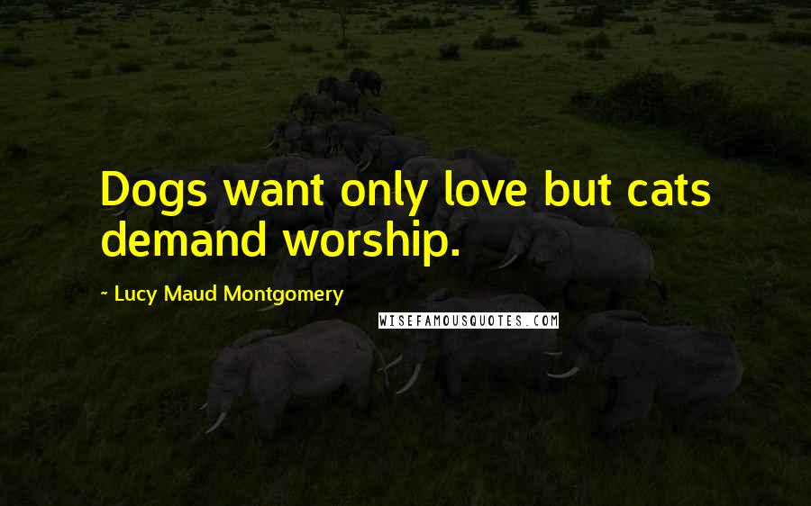 Lucy Maud Montgomery Quotes: Dogs want only love but cats demand worship.