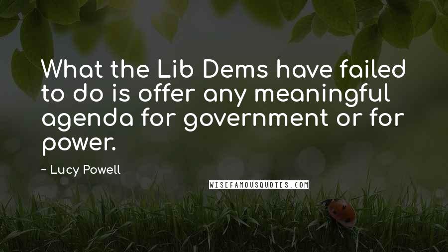 Lucy Powell Quotes: What the Lib Dems have failed to do is offer any meaningful agenda for government or for power.