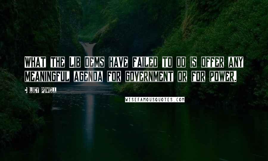 Lucy Powell Quotes: What the Lib Dems have failed to do is offer any meaningful agenda for government or for power.